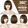 WERD Short Brown Bob Wig with Bangs,Brown Straight Bob Wig