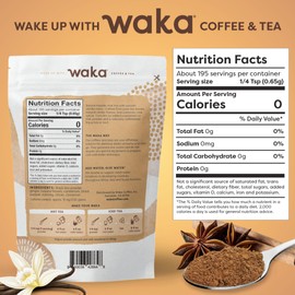 Waka Vanilla Chai Tea Mix - 100% Tea Leaves from India, Natural Spices, Unsweetened Tea Powder - No Sugar, No Additives, Up to 195 Cups (4.5oz Pouch, 195 Servings)