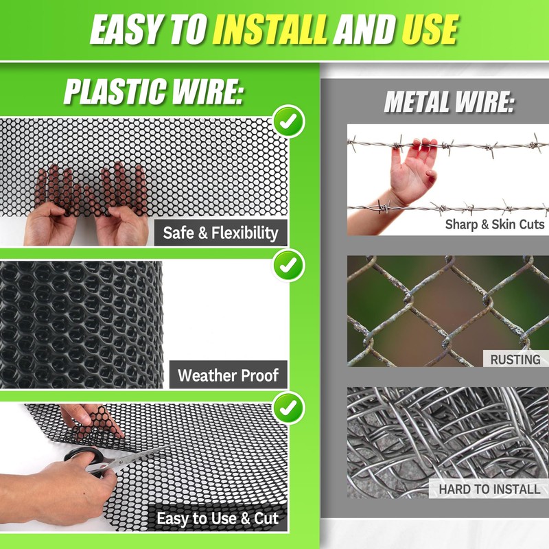 Black Plastic Wire Mesh Fence Roll - 15.7IN x 20FT