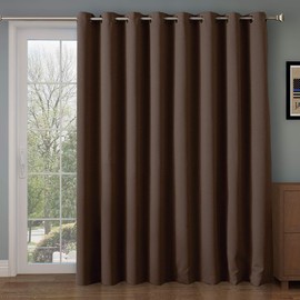 Rose Home Fashion Blackout Sliding Door Curtains, Room Darkening Thermal Insulated Curtains for Living Room Bedroom, Sliding Glass Door Drapes, 1 Panel, W100 x L84, Chocolate