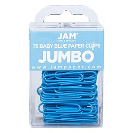 JAM PAPER Colorful Jumbo Paper Clips - Large 2 Inch - Baby Blue Paperclips - 75/Pack