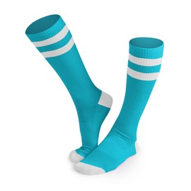 Love Classic Aqua, Medium-Large, Light Weight Compression Athletic Crew Socks for Women