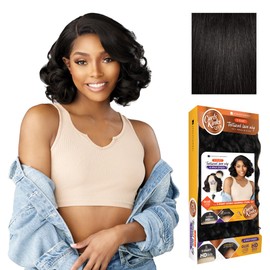 Sensationnel Curls Kinksandco Kinkyedges Wig - Kinky Barrel Curl 12 Inch Y Part Lace Natural Kinkytexture Edged Hairline for Natural 3C to 4C Hair Textures (1B OFFBLACK)