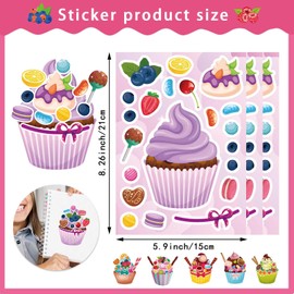 36 Sheets Cupcake Make a Face Stickers, Make Your Own Sticker Mix and Match Ice Cream and Cupcake Sticker Sheets, Cupcake Stickers for Kids, Classroom Activities, Crafts Party Decorations