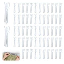 AZY 60pc Curtain Hooks Plastic Curtain Hooks Adjustable Design Durable & Easy to Install Suitable for Pleated Curtains for Home, Office, and More Window Treatments