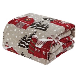 Velvet Touch Holiday Throw Fleece Blanket (50" x 60") - Snowy Barn