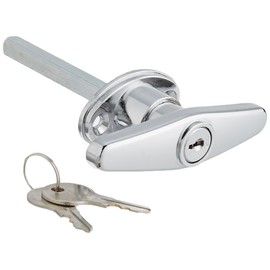 Prime-Line GD 52122 Door T Handle Lock, Keyed, Die Cast Zinc, Chrome Plated
