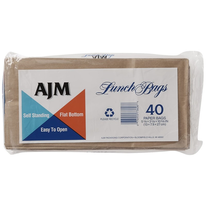 AJM Brown Paper Lunch Bags 40 Count