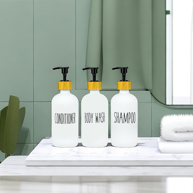 Shampoo and Conditioner Dispenser Set, Refillable Bathroom Shampoo and Conditioner