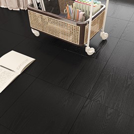 Wallercity Black Peel and Stick Wood Floor Tiles Self Adhesive Wood Textured Sheet Waterproof Vinyl Flooring 12" x 12" Laminate Flooring Planks for Bathroom Basement Camper 16PCS Stick on Tile Floor