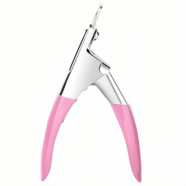 Corigly Acrylic False Nail Clipper: Adjustable Fake Nail Stainless Trimmer for Salon Home Nail Art, U-shaped Acrylic Nail Cutters for Nail Tips (Pink)