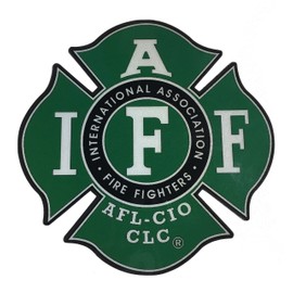 The 4" Reflective Forest Green IAFF Union Vinyl Female Firefighter American Made Window Decal