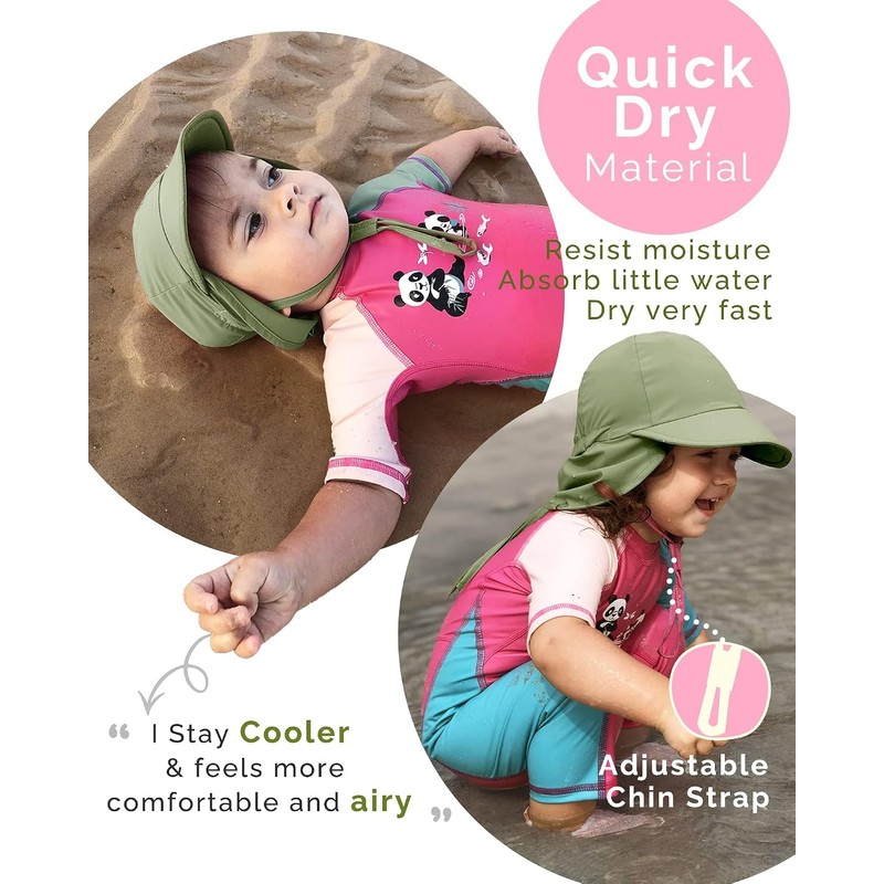 FURTALK - Gorro de sol para bebé, UPF 50+, ajustable,