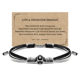 HARACRAFT Black Evil Eyes Bracelet, Adjustable String Talisman Amulet, Lucky and Protection, Handmade Braided Kabbalah String Of Fate, Surfer Rope Cord Thread for Men, Women, Friendship (Black)