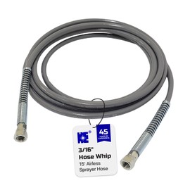 Cosmostar 3/16" x 15 feet Super Flexible Airless Sprayer Hose - 3300 PSI Max Pressure, Durable & Universal Fit Whip Hose