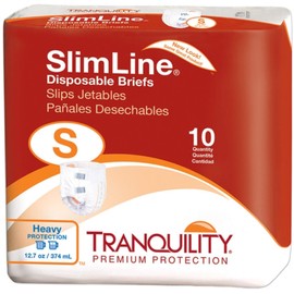 Tranquility Slimline Adult Incontinent Brief, Tab Closure, Small, Disposable, Heavy Absorbency, Case of 100