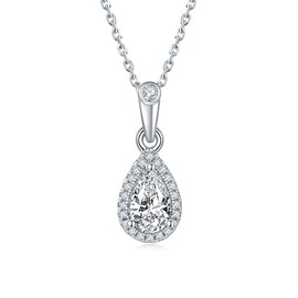Gem's Beauty Women's Jewelry Moissanite Necklace 1 Carat 925 Sterling Silver Sparkling Gift For Her Necklace For Anniversary Mother's Day Valentines Birthday (G drop shape)