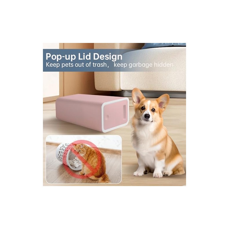 mzxoo 2 Pack Pink Slim Space-Saving Trash Can with Press