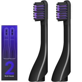 Electric Toothbrush Replacement Heads 2-Pack, Straight Soft Bristles, Compatible with Upplang S1, Gum Care, Compact for Travel, Precision Fit for Upplang S1 (Black, Medium)