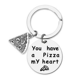 YALLNASL Couple Gift Keychain for Boyfriend Girlfriend Anniversary Birthday Gifts for Husband Wife Gag Gifts for Him Her Funny You Have Pizza My Heart Keychain for Couples