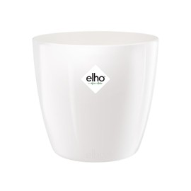 elho Brussels Diamond Round 14 - Flower Pot Indoor - 100% Recycled Plastic - Ø 13.6 x H 12.5 cm - White/White