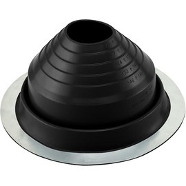 Water-Tite 81471 #4 Metal Roof Flashing, 9-1/4-inch Round Base with EPDM Rubber Collar, For 3" to 6-1/4" Vent Pipes, Black