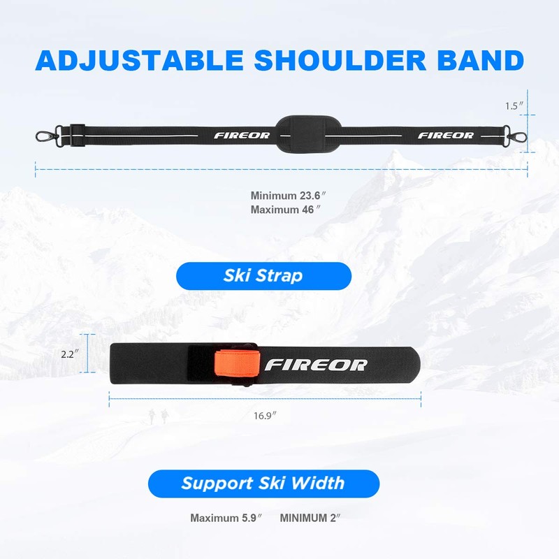 FIREOR Ski Carrier Strap, Snowboard, Pole and Boot Carry Sling