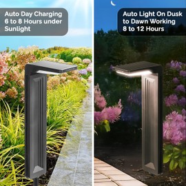 masatak Warm White Solar Pathway Lights 2 Pack - Ultra Bright Waterproof Outdoor LED Lights for Garden, Walkway & Patio - 2 Brightness Modes - Solar Powered Yard Lighting