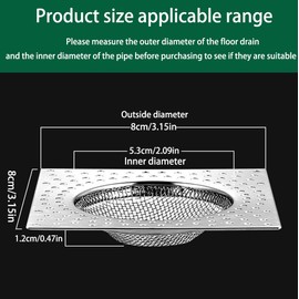 Bathtub Drain Hair Catcher, Fast Drain Shower Drain Hair Catcher, 304 Stainless Steel Drain Protector for Bathroom Pop-up Drain, Kitchen and General Drain (4 Pieces Square)