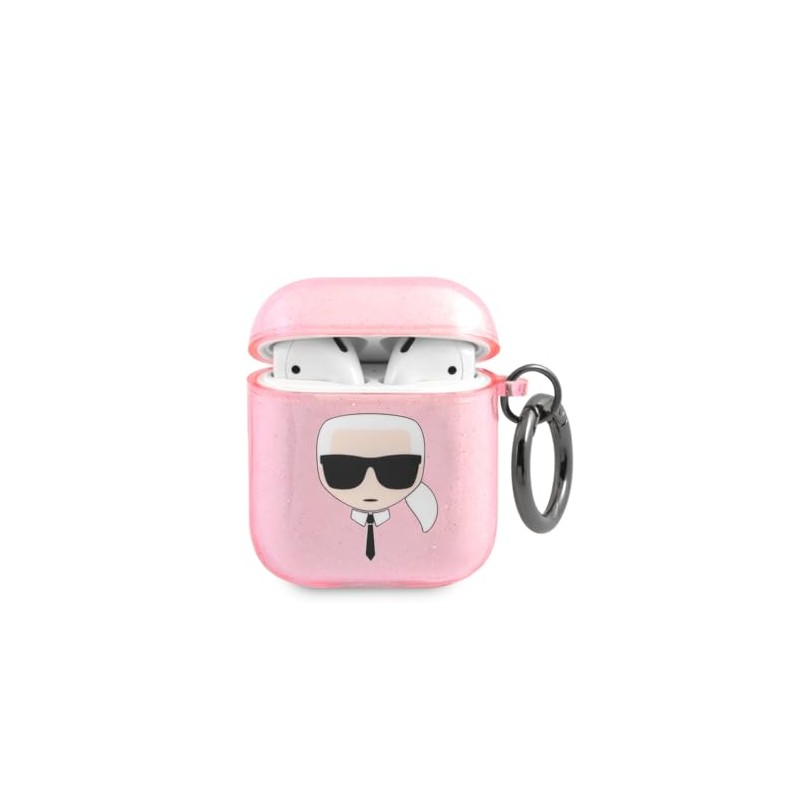 Karl Lagerfeld KLA2UKHGP Case for AirPods Pink with Sequins