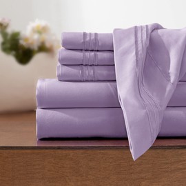 Horbaunal Lavender King Size Sheet Set - 6 Piece Luxury 1800 Thread Count Bedding Sheets & Pillowcases - 16 Inch Deep Pocket Microfiber Bedding Set - Soft & Wrinkle Bed Sheets
