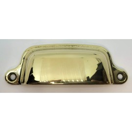 Furniture Knowledge Forged Brass Bin Pull Polished knob handle mid century modern nickel oil bronze  - Polished Brass, Large 4" Center to Center