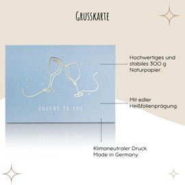 5 x cards for different occasions (birthday, wedding) - thank you cards, greeting cards - with hot foil embossing - includes envelopes - DIN A6 folding cards