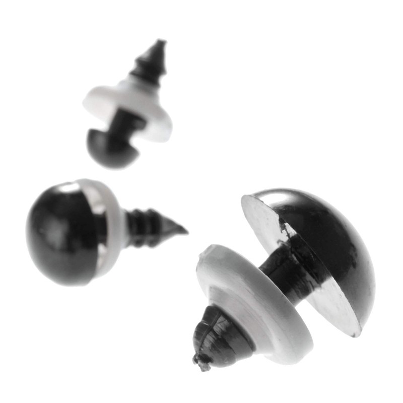 dophee 20Pcs Black Plastic Safety Eyes with Washers, Craft Eyes,