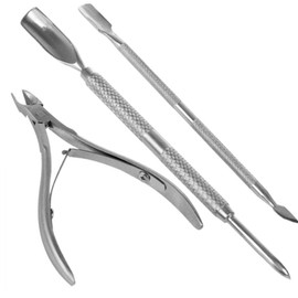 MODOAO 3 Pack Nail Cuticle Spoon Pusher Remover Nail Cut Tool Pedicure Manicure Set Contains Nail Trimmer
