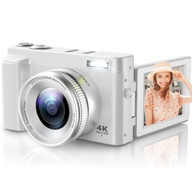 4K Digital Camera, Autofocus 48MP Vlogging Camera with 32GB Card, Compact Digital Video Camera with 2 Batteries