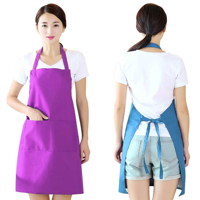 Fengek 8 Pcs Bib Apron for Unisex Colorful Kitchen Apron