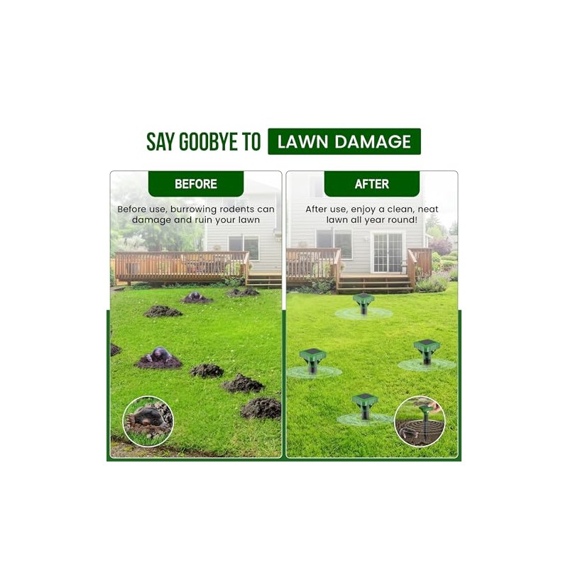 2026 Upgrade Mole Repellent Solar Powered, Vibrating Solar Mole Repellent
