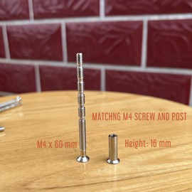 GIFTED LUGAR 8 Set M4 x 60mm Sliding Door Handle Screw Post Replacement, Phillips Break Away Long Flat Countersunk Head Screws with Posts for Cabinet Drawer Door Handles Knobs Sliding Screen Doors