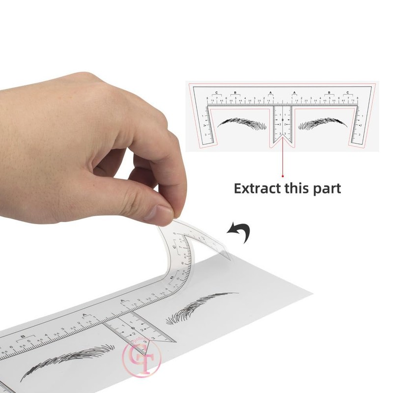 50pcs Disposable Tattoo Eyebrow Ruler Sticker with Brow Shape Eyebrow