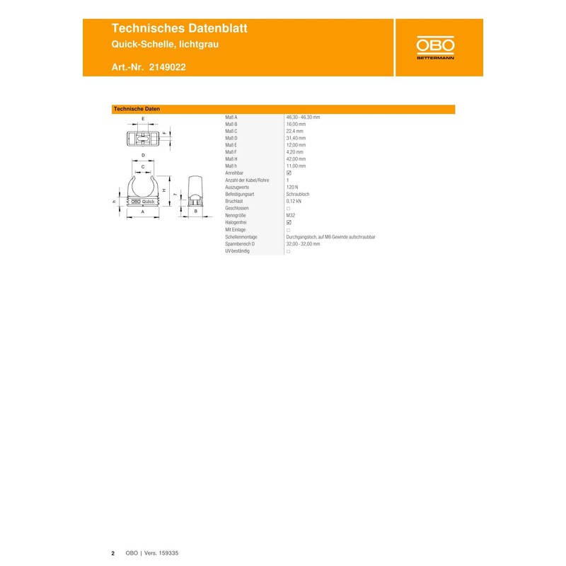20 x OBO Bettermann M32 Quick Clamps | Clamp |