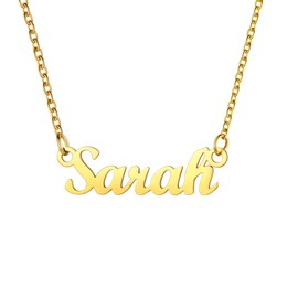 U7 Sarah Name Necklace Womens Girls 18K Gold Plated Choker Cute Tiny Pendant English Necklaces