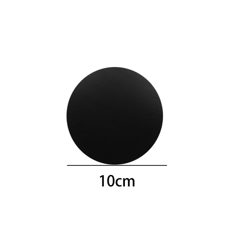 6 PCS Round Leather Coasters, 10cm Black Leather Coasters, Dual