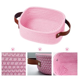 OLAHETE Small Woven Basket Mini Cotton Rope Storage Organizer Easter Basket for home, Spa, Boho Shelf Decor