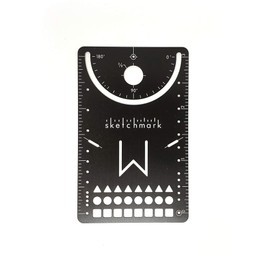 Sketchmark Original Bookmark: Stainless Steel Bookmark Stencil - Credit Card Tool with 11+ Features, Ruler, Compass, Protractor, Journaling, Bookmark, and More