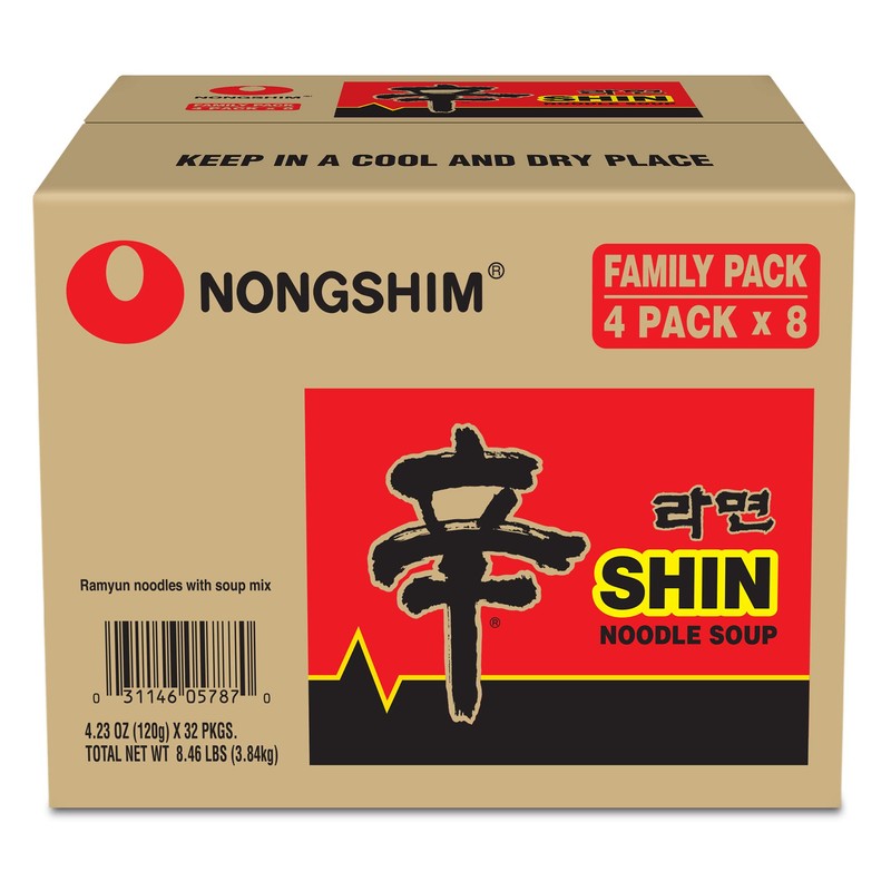 Nongshim Shin Original Ramyun, Spicy, 4.2 Oz, 4 Count, Pack