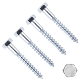 TERF® M12 X 60mm Coach Screws Hex Head M12 (12mm) X 60mm Wood Masonry Brick Concrete Wall Fixing Lag Screw Bolts for Aerial Satellite Dish TV Bracket Fence Shelves Mounting Decking - Pack of 4