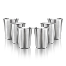 YOLCAR 6 Pack 8 oz Stainless Steel Kids Cups, Children's Pint Cups, Stackable Metal Cups, Shatterproof Drinking Glasses