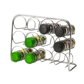 Pisa® Spice Rack - für 12 Jars - Gewürzregal Chrome Aufbockvorrichtung-Küche, Organizer - Metallfreistehend Gewürzgläser 12-Set Gewürzgläser Gewürzregal Set