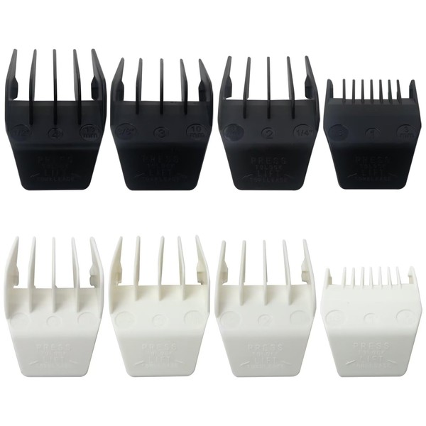 Premium Hair Clipper Guards Cutting Guides, Pack of 8 Black